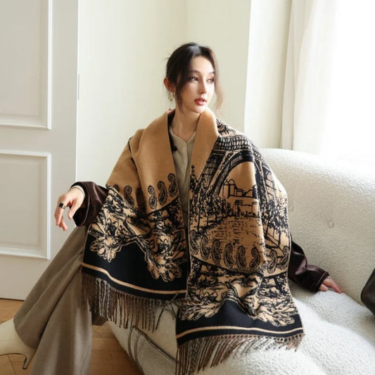 New Fashion Tower Print Winter Women's Scarf