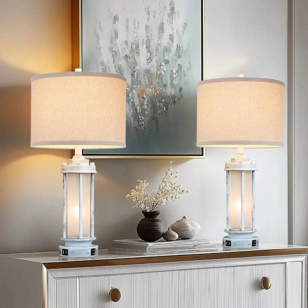 25" Rustic Table Lamps Set Of 2