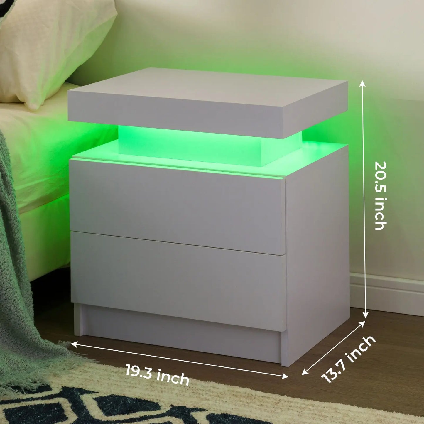 Set of 2 Cubehom LED Nightstands with 2 Drawers