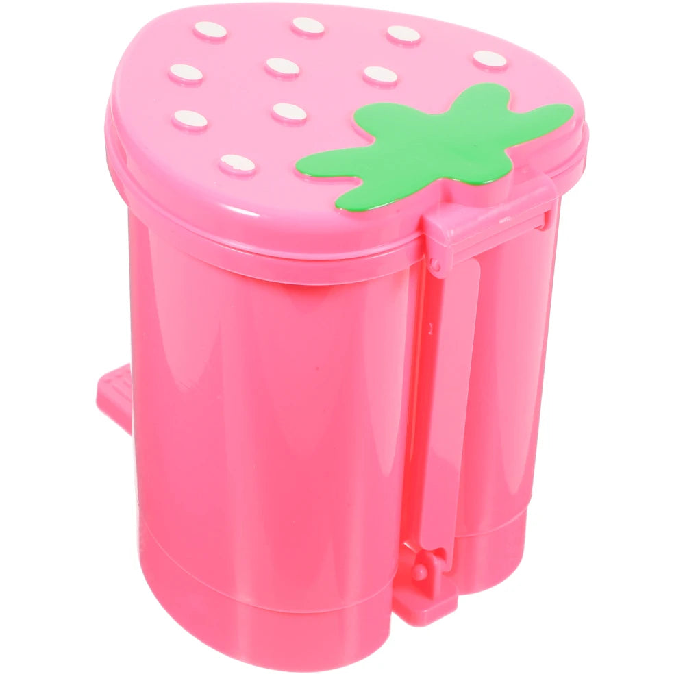 Cute Mini Covered Sealed Strawberry Trash Can For Desktop And Countertop