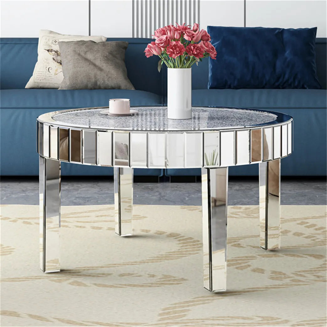 31.5 Inch Round Mirrored Coffee Table