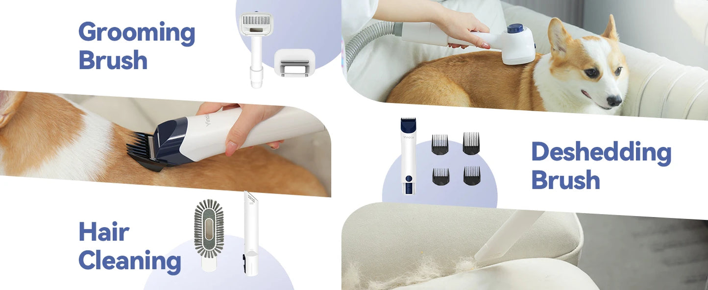 Yinole Pet Grooming Vacuum, with Clippers