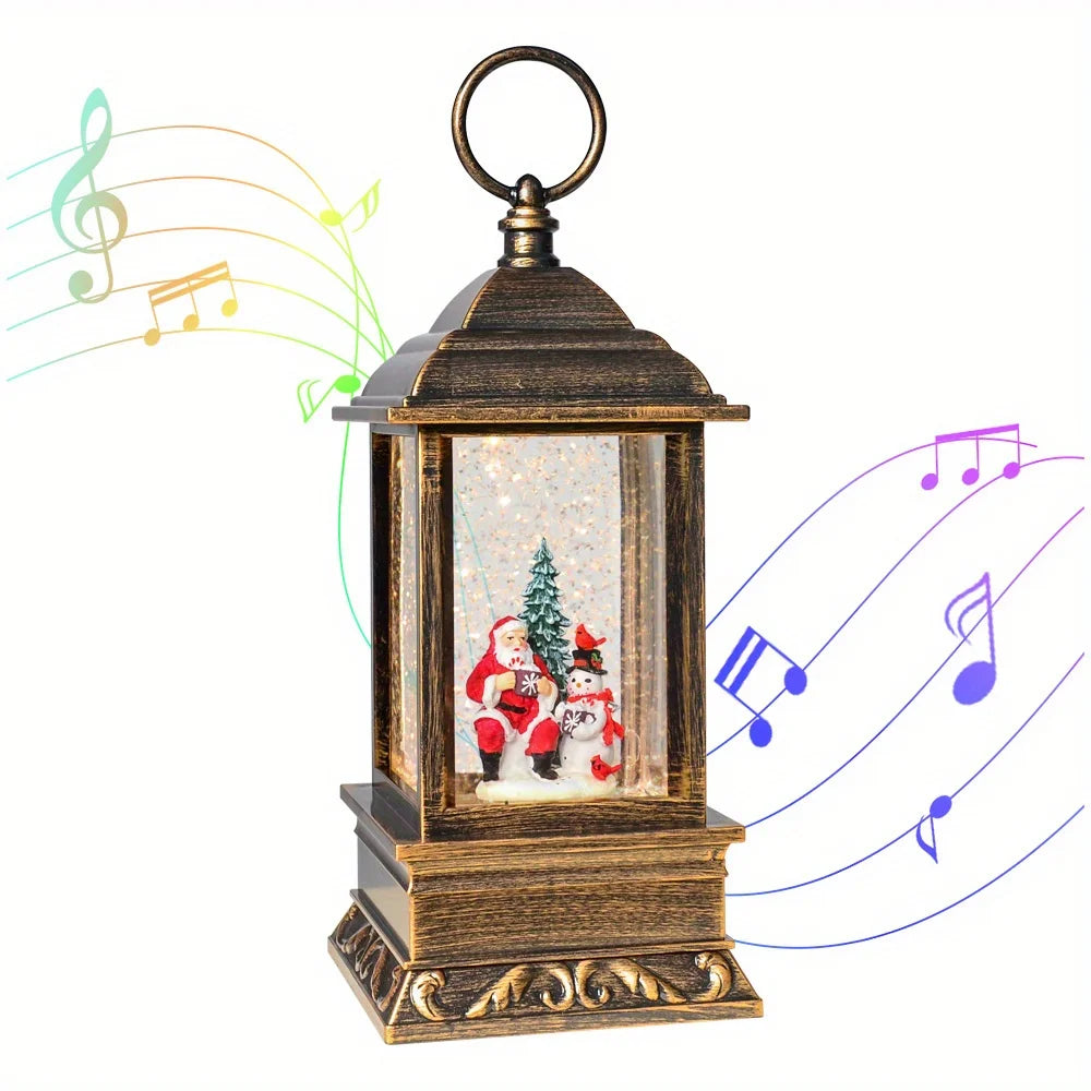10 Inch Lighted Christmas Tree Music Box Lantern