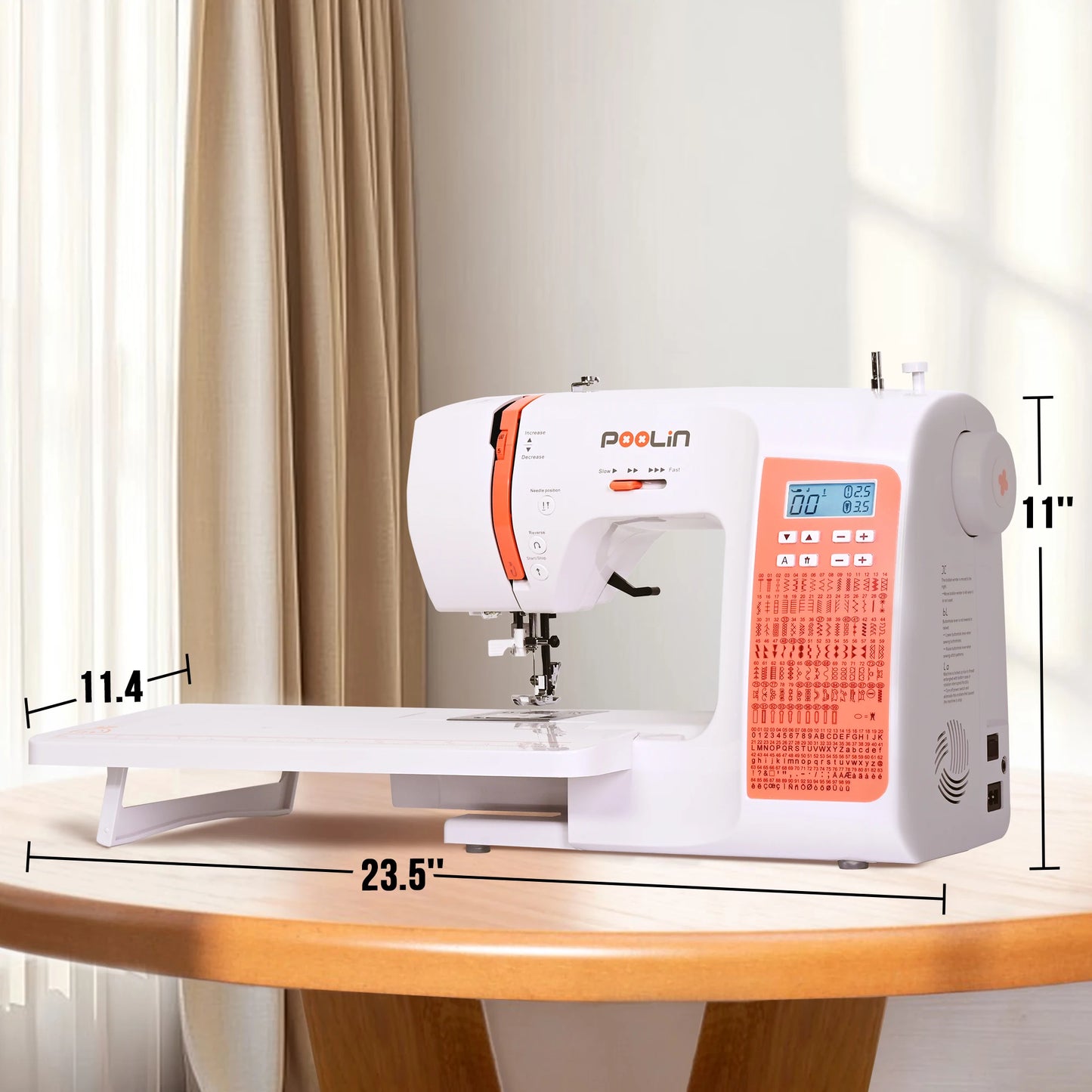 POOLIN EOC02 Computerized Sewing Machine, Heavy Duty Home Use with 200 Built-in Stitches & Portable Handle