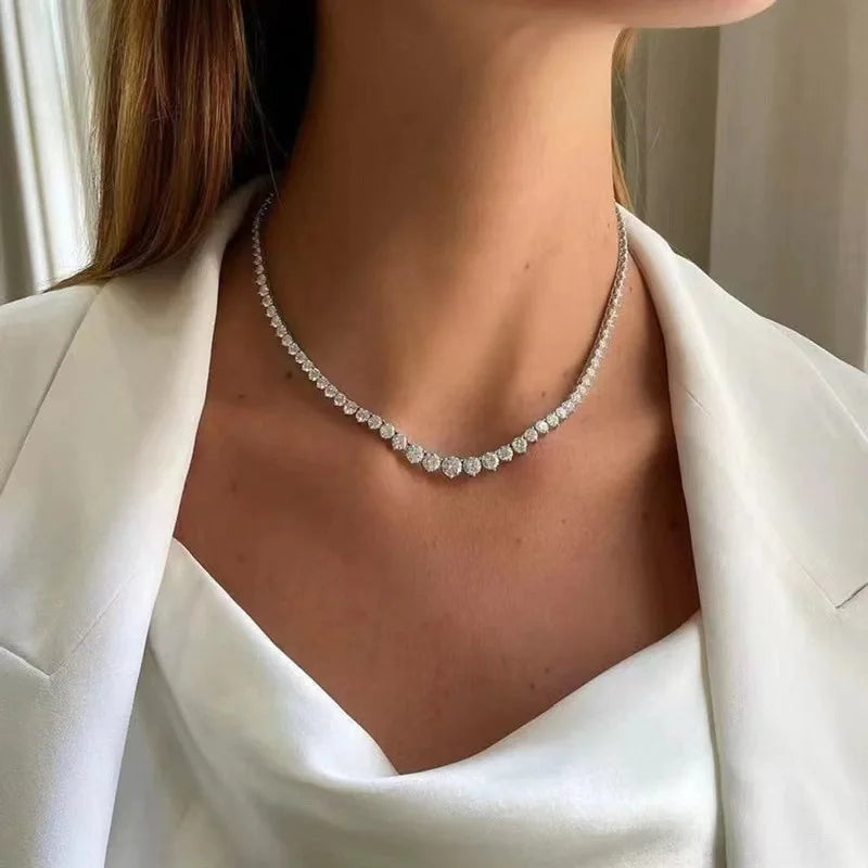 New S925 Silver Moissanite Collarbone Necklace