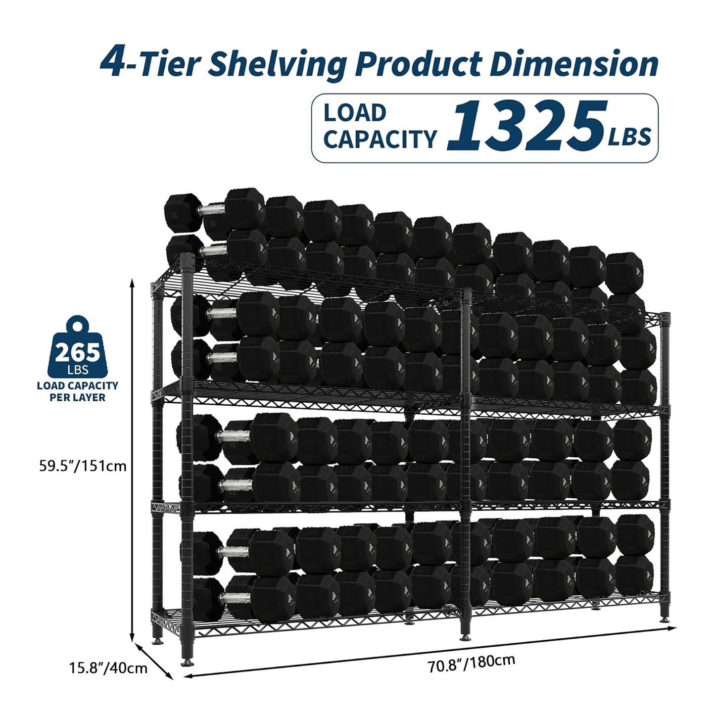 Heavy Duty Metal Pantry Storage Shelves 4 or 5 Tiers