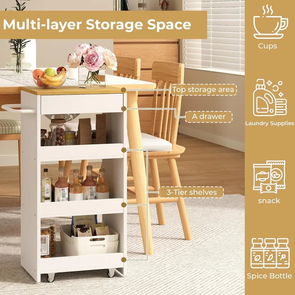 4-Tier Slim Rolling Cart with Drawers & Wheels for Small Spaces