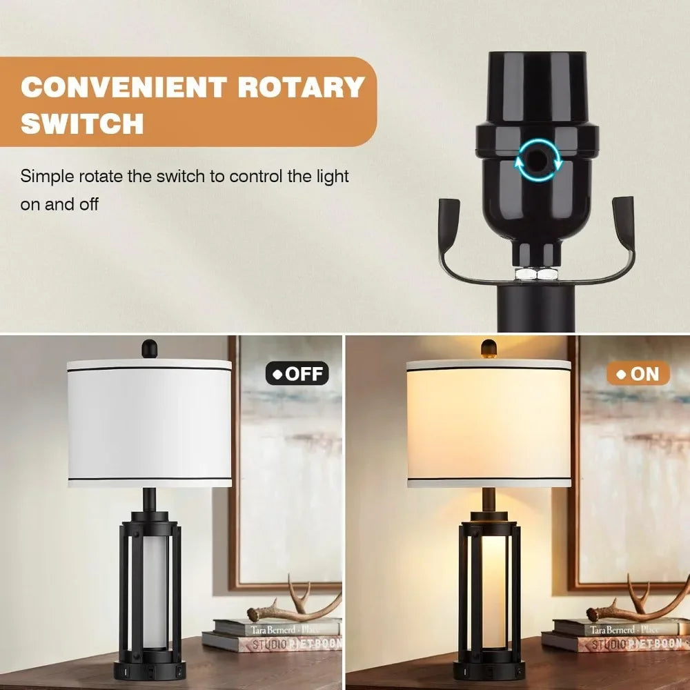 25" Modern Table Lamps Set Of 2