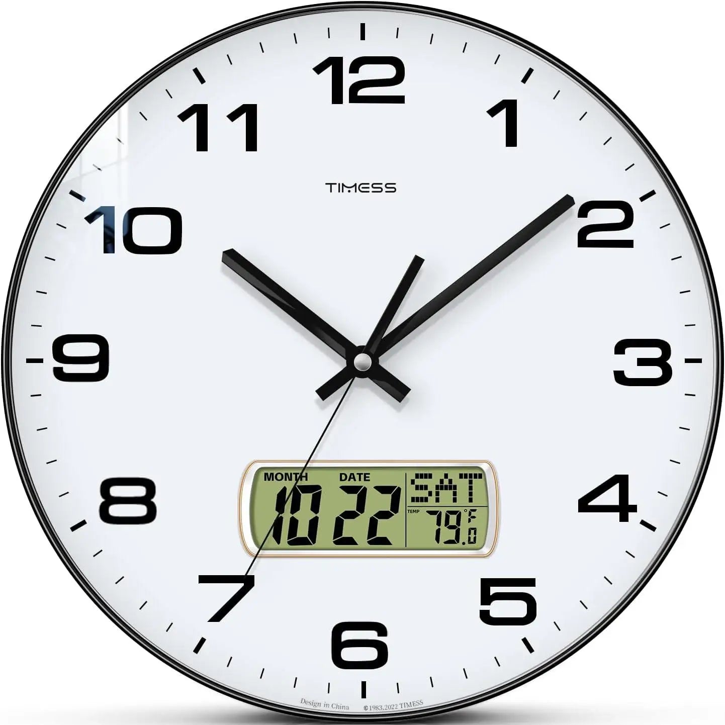 TIMESS Calendar Wall Clock 3 Sizes 4 Colors