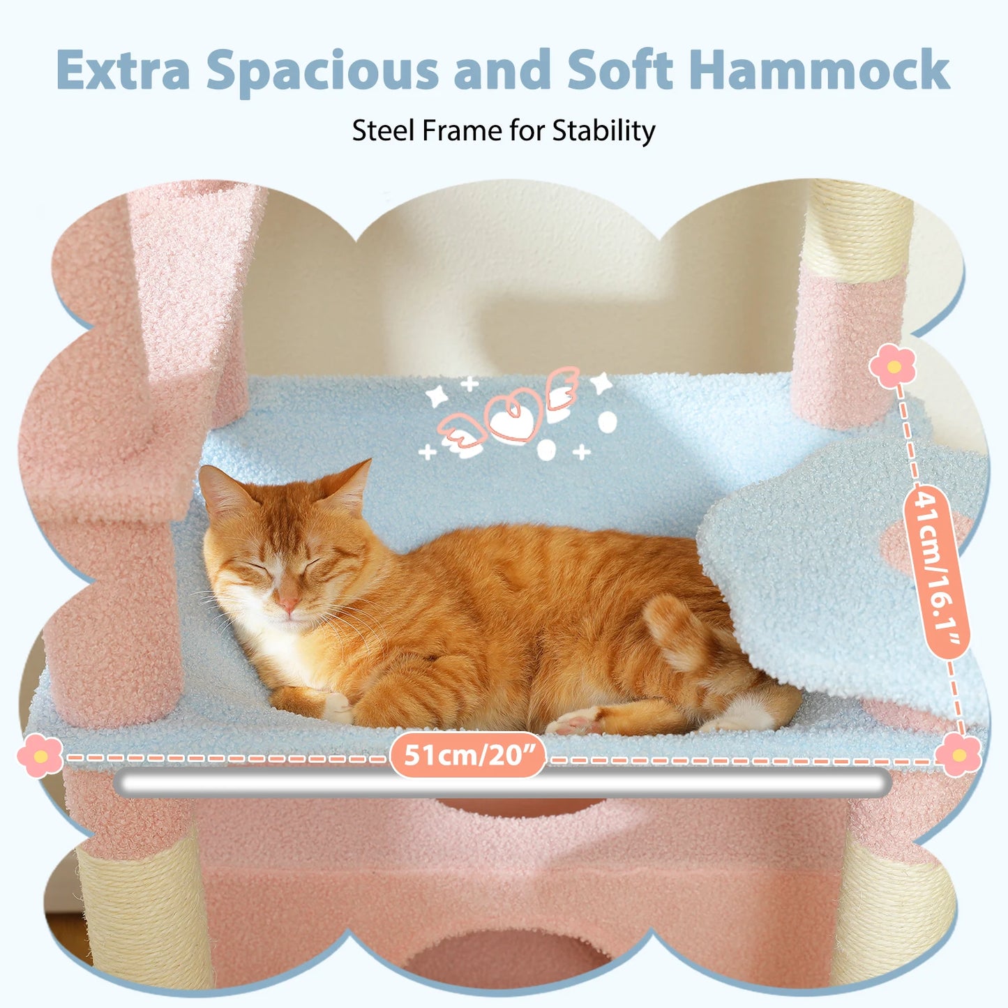 Multi-Level Cat Tower with Scratching Posts, Hammock and Cat Condo