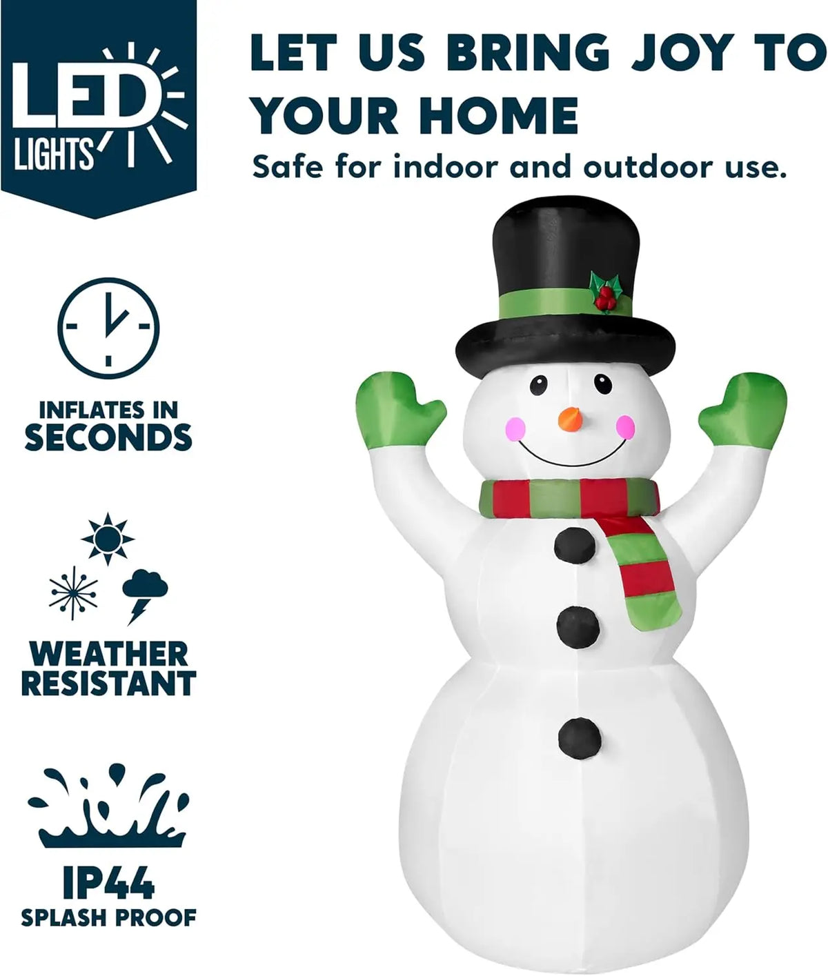 6 FT Tall Christmas Inflatable Snowman with Built-in LEDs