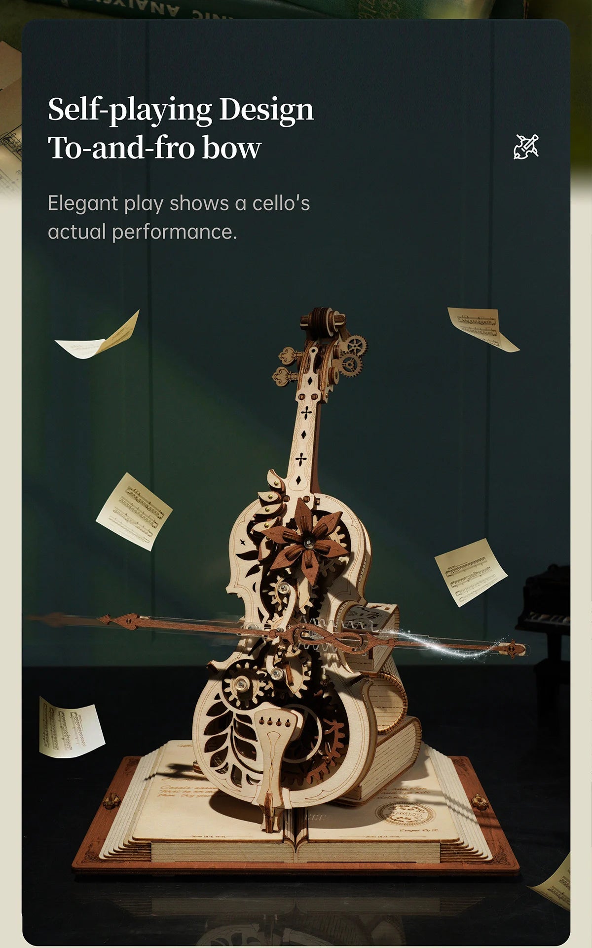 Robotime ROKR 3D Wooden Puzzle Magic Cello Music Box