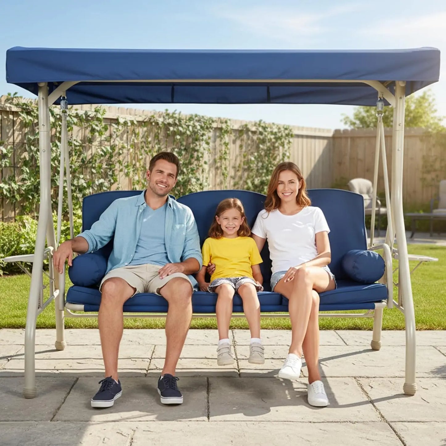 3 Person Patio Swing with Canopy And Stand