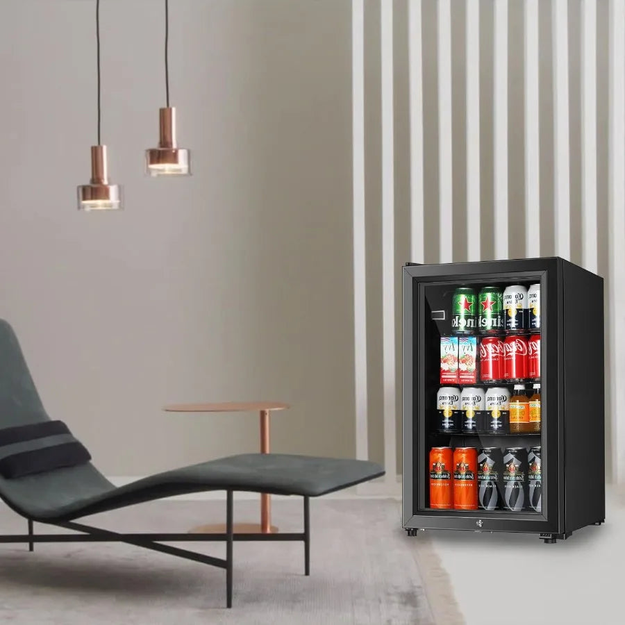 2.3 Cu.Ft Mini Beverage Fridge with Glass Door