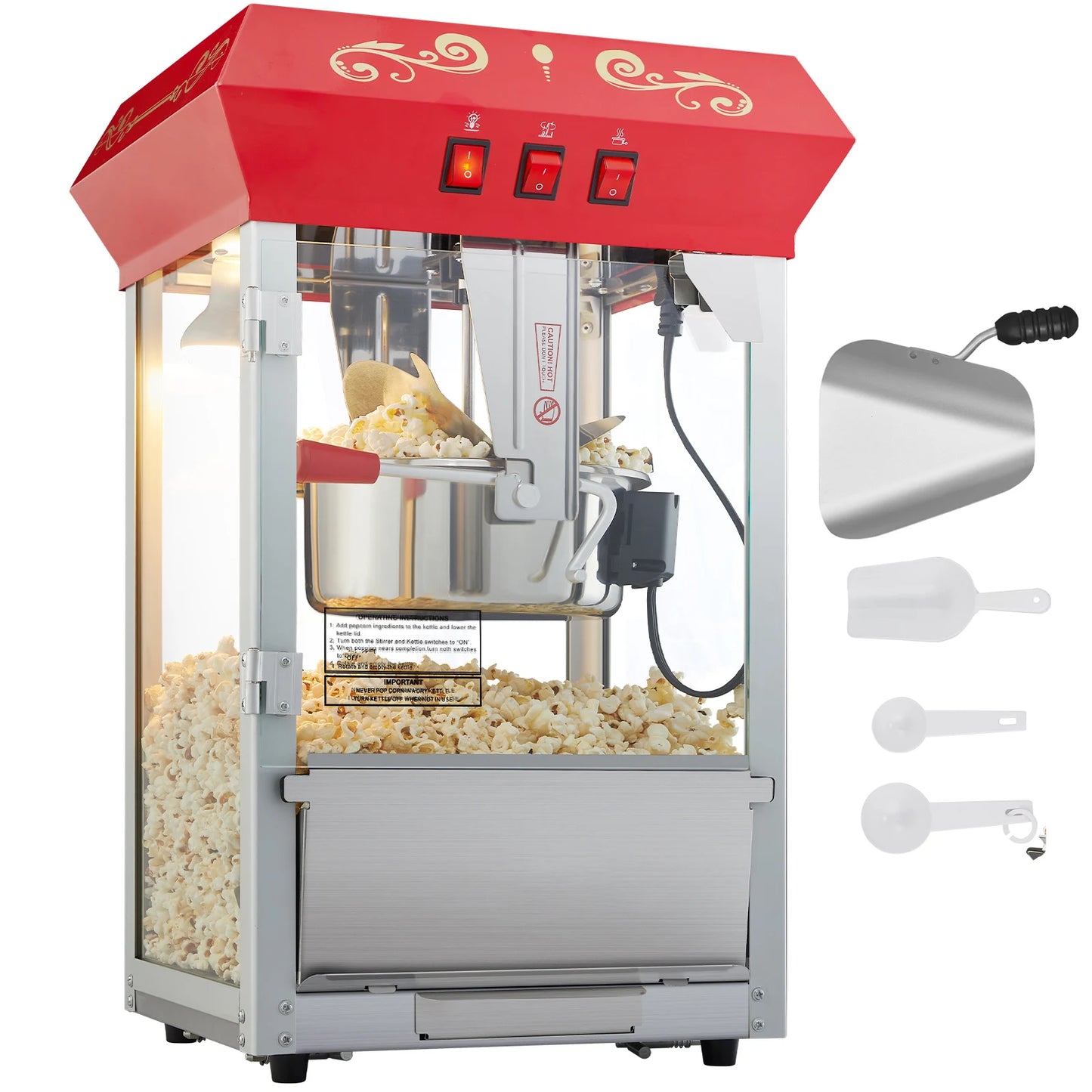 SucceBuy 8/12Oz Electric Popcorn Make with Scoop
