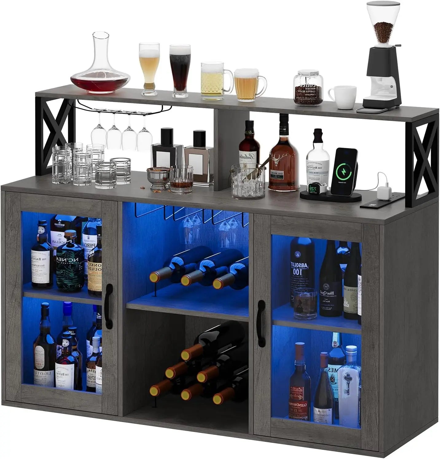 Wine Bar Cabinet with Wine Rack