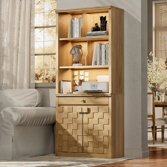 72.2" Fluted Bookcase with LED Light