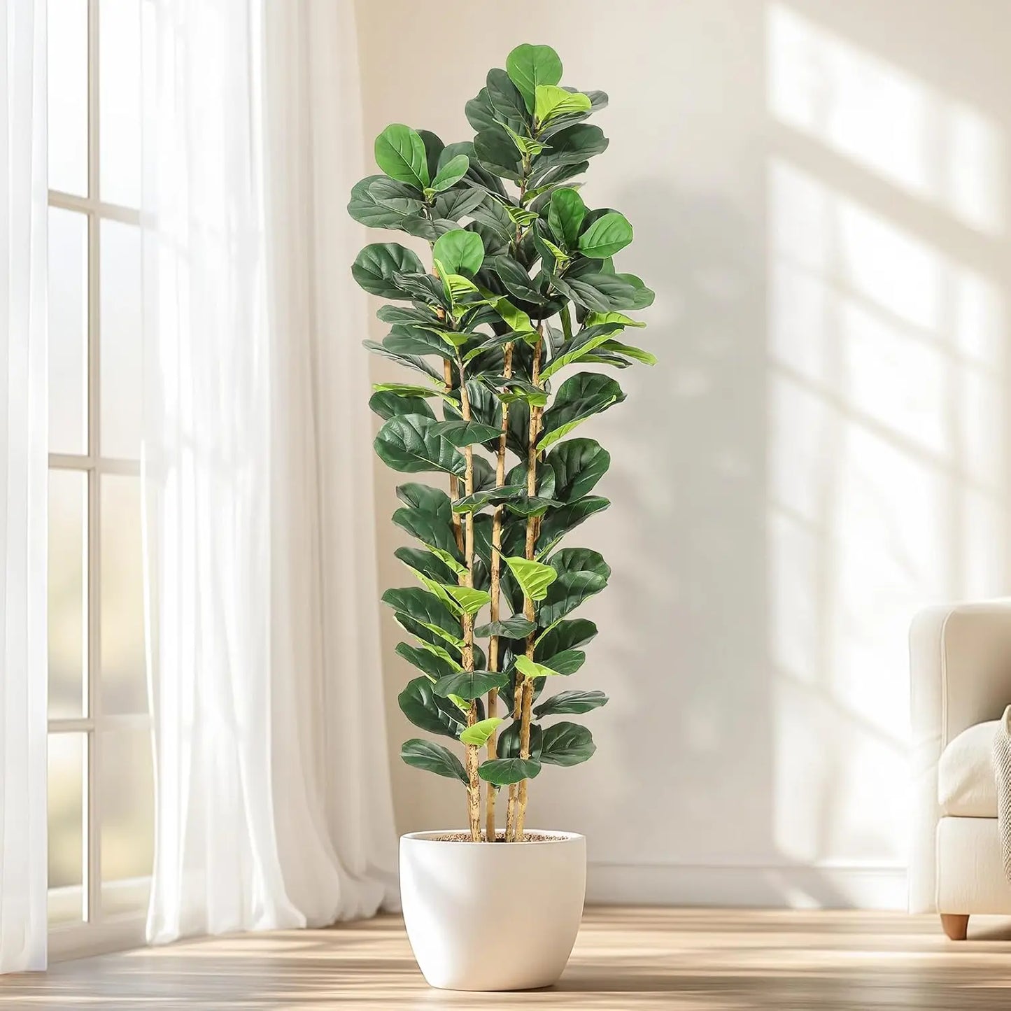 5 or 7FT Artificial Fiddle Leaf Fig Tree with Pot