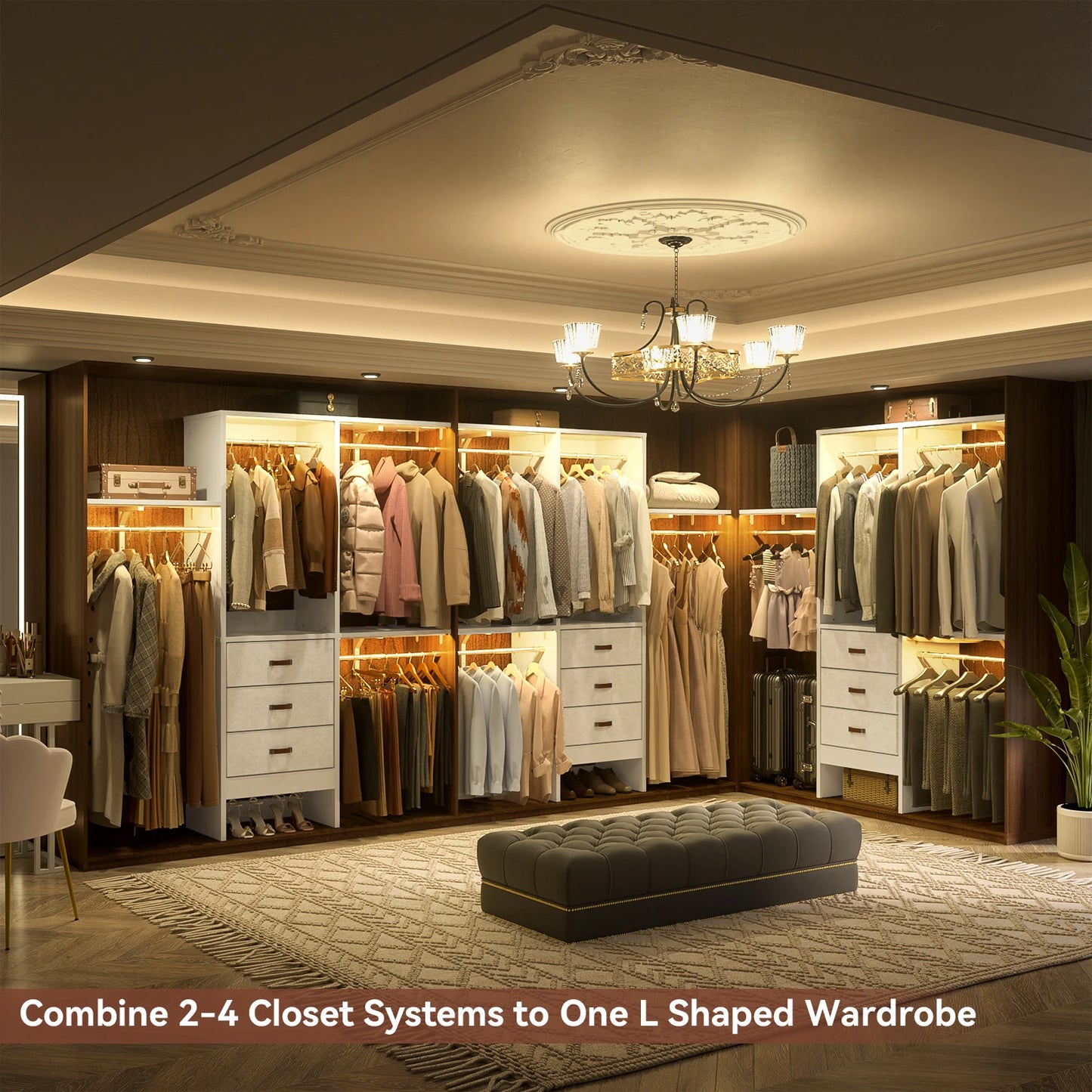 5FT Small Closet System with Drawers and Adjustable Shelves