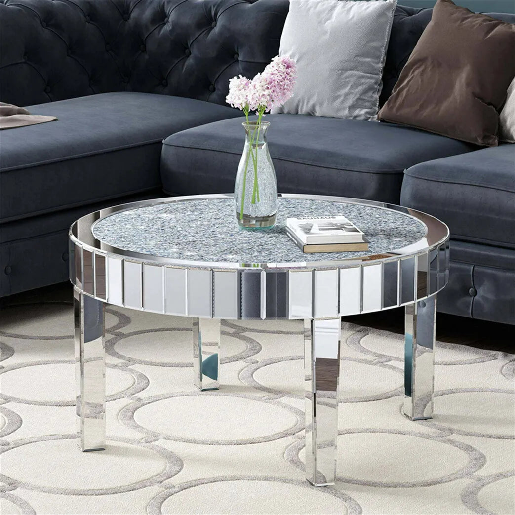 31.5 Inch Round Mirrored Coffee Table