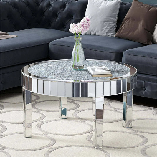 31.5 Inch Round Mirrored Coffee Table