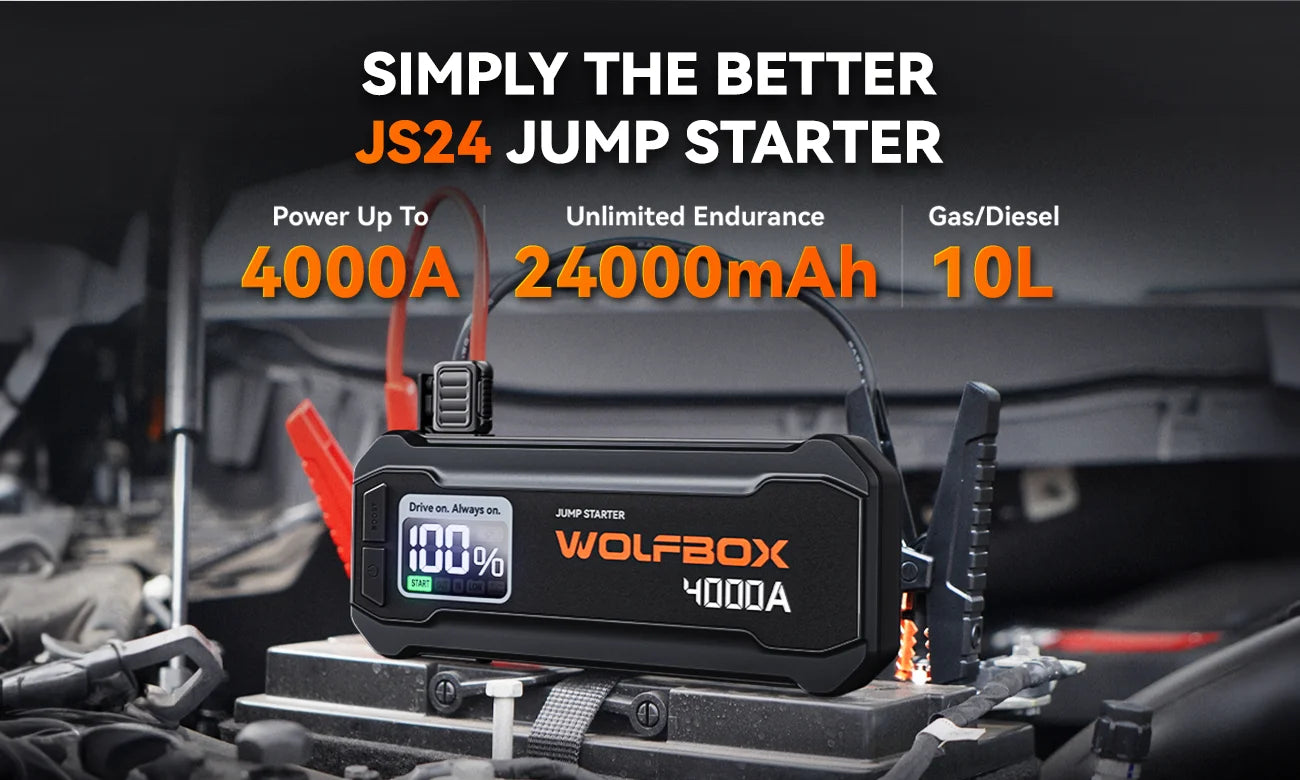 WOLFBOX JS24 4000A Portable Jump Starter Battery Pack Power Bank