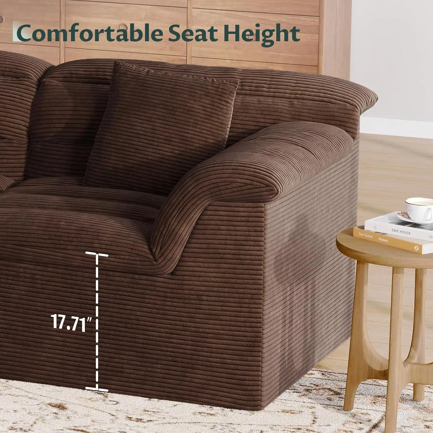 Modular Cloud 112 Inch Sectional Couch with Ottoman