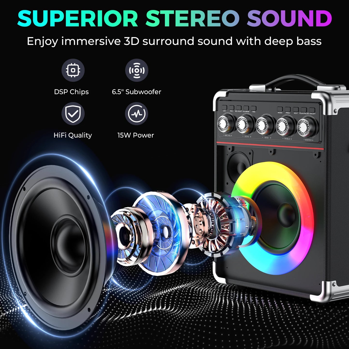 FanFun Karaoke Speaker with 2 Microphones