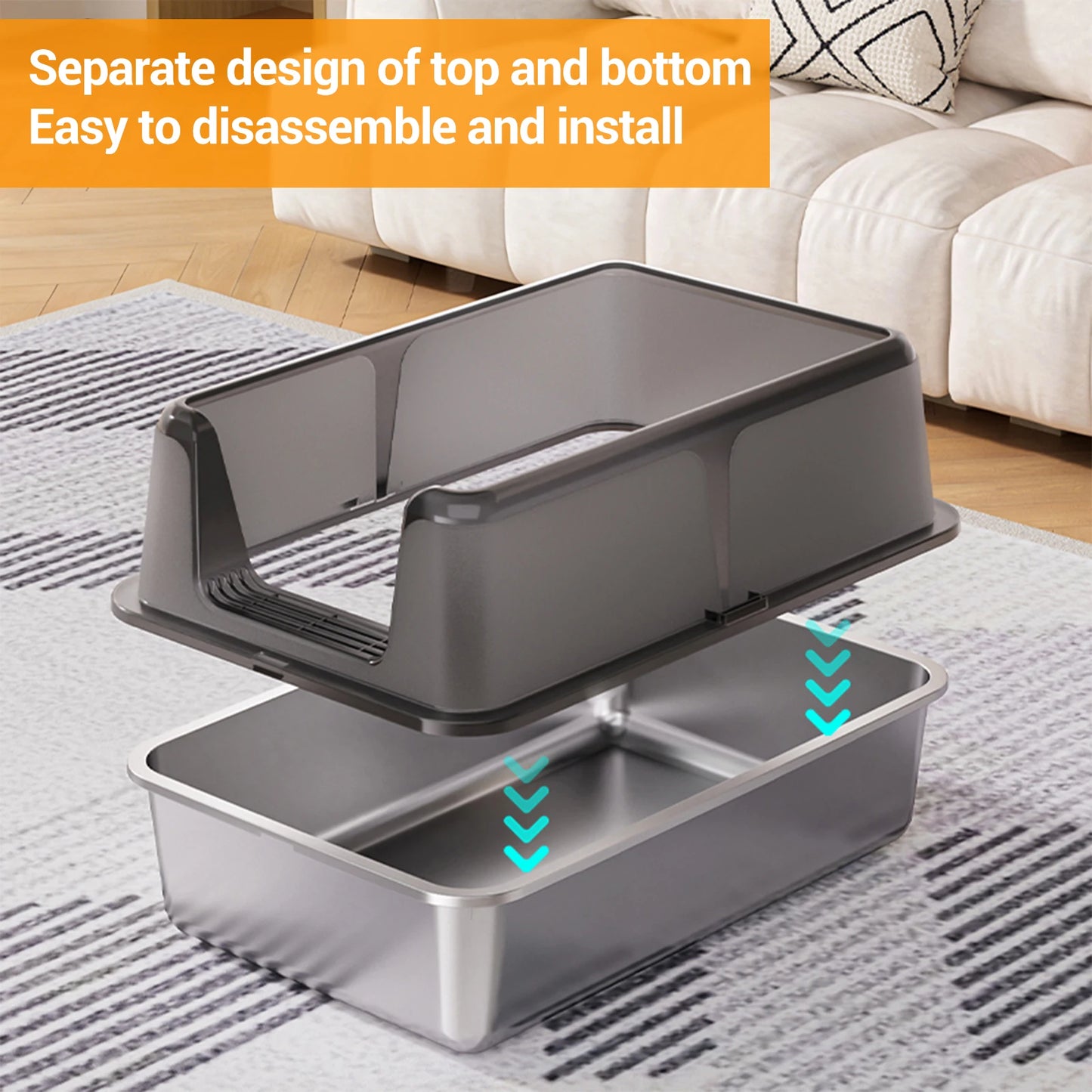 Stainless Steel Cat Litter Box with Lid