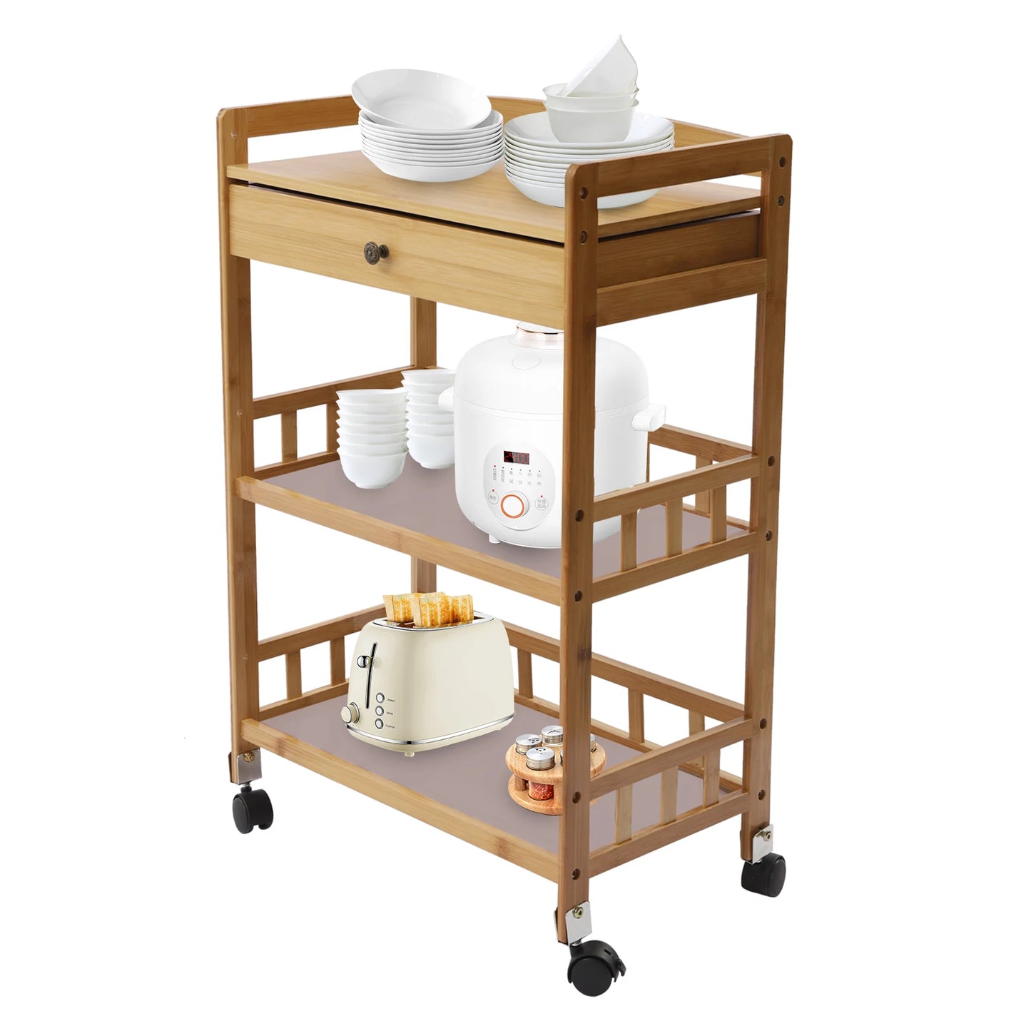 31.5 Inch Tall Rolling Storage Cart with 3 Tiers