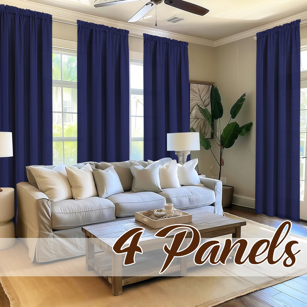 4 Panels Light Filtering Rod Pocke Soft Touch Curtains