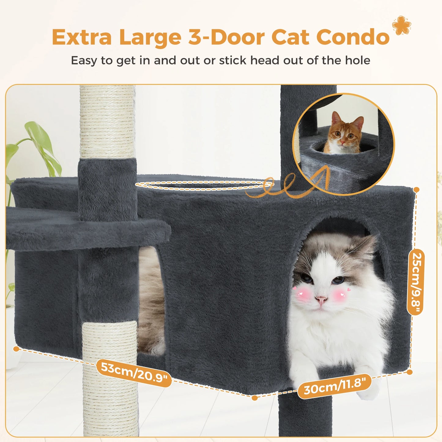 Multi-Level Cat Tower with Scratching Posts, Hammock and Cat Condo