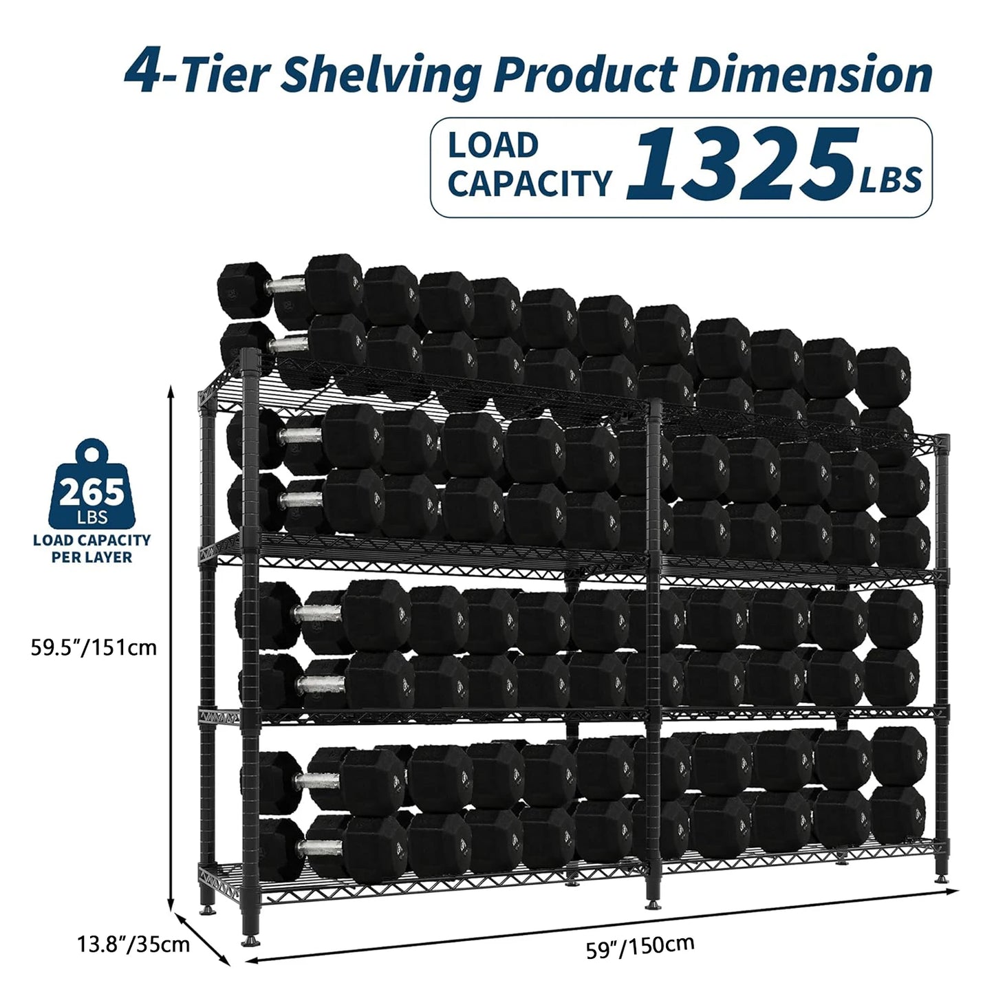 Heavy Duty Metal Pantry Storage Shelves 4 or 5 Tiers