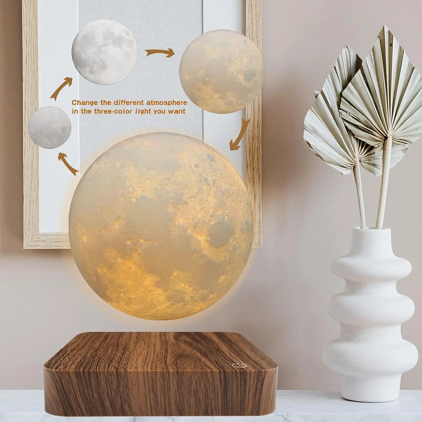 LED Magnetic Floating Moon Lamp with Wooden Base