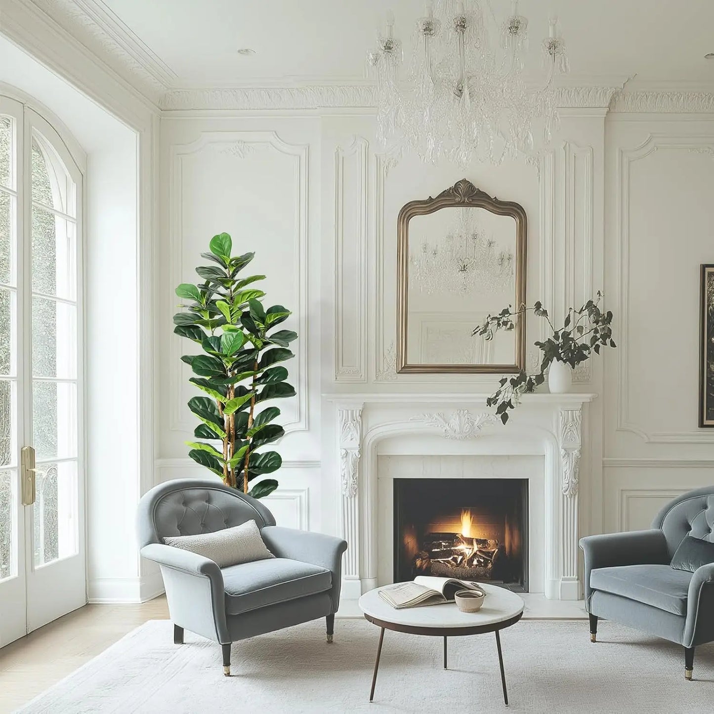 5 or 7FT Artificial Fiddle Leaf Fig Tree with Pot