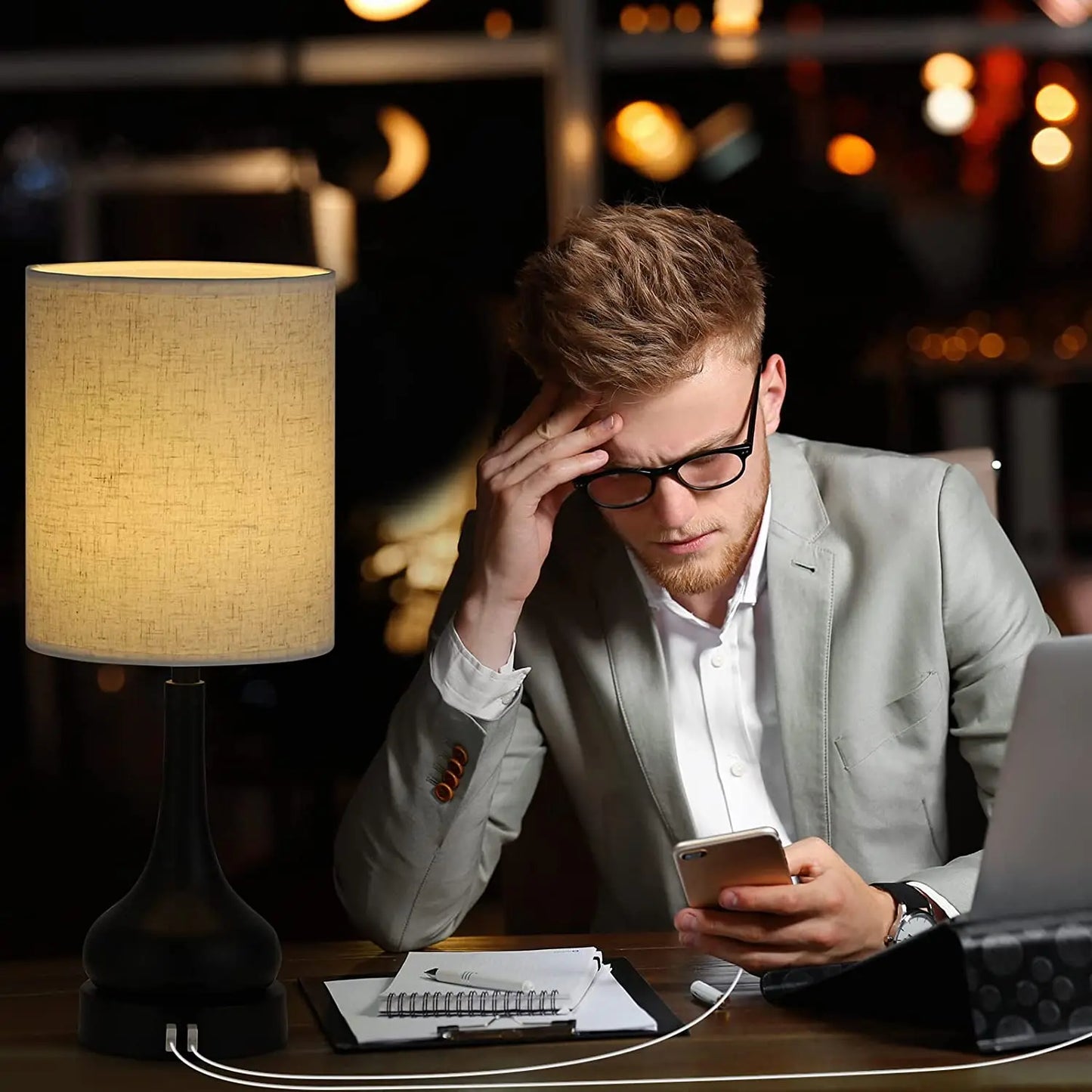 Bedside Table Lamp Set of 2