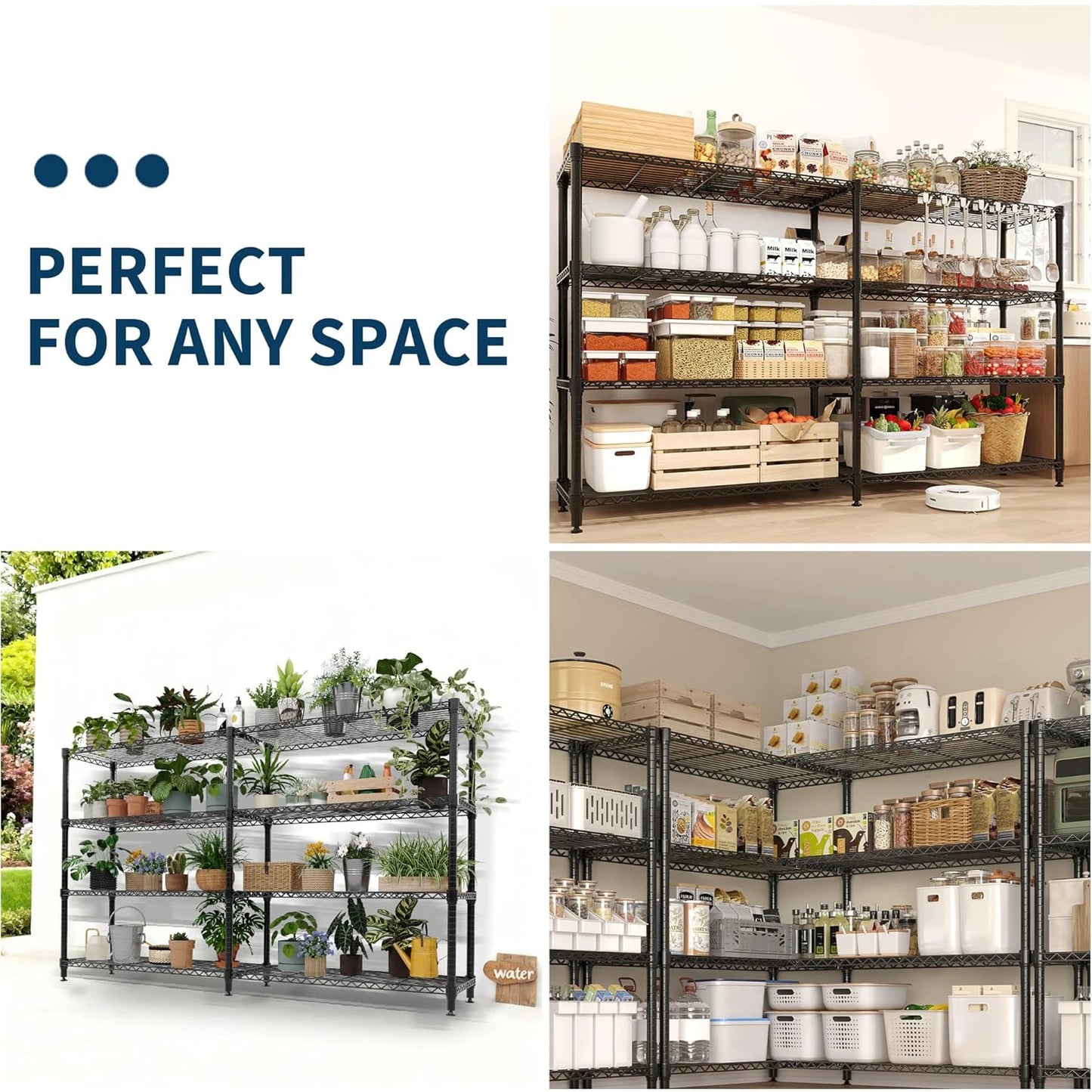 Heavy Duty Metal Pantry Storage Shelves 4 or 5 Tiers