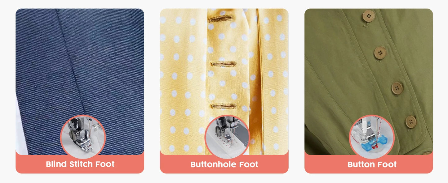 POOLIN EOC02 Computerized Sewing Machine, Heavy Duty Home Use with 200 Built-in Stitches & Portable Handle