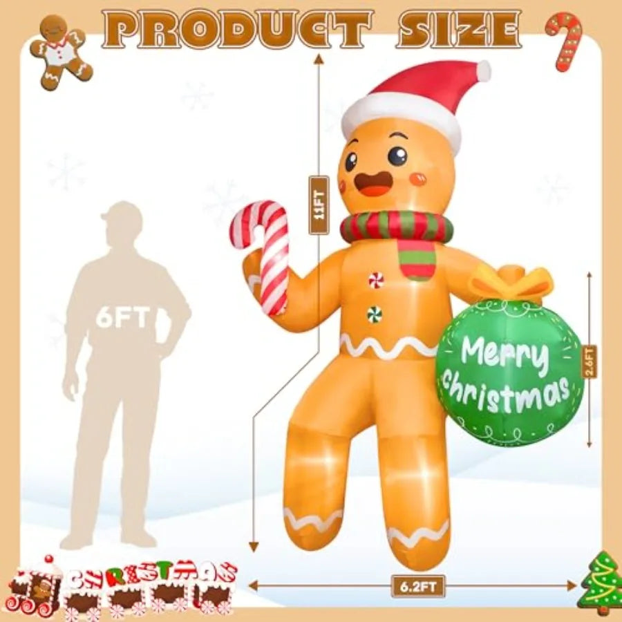 11 Foot Outdoor Christmas Inflatable Gingerbread M  With LEDs