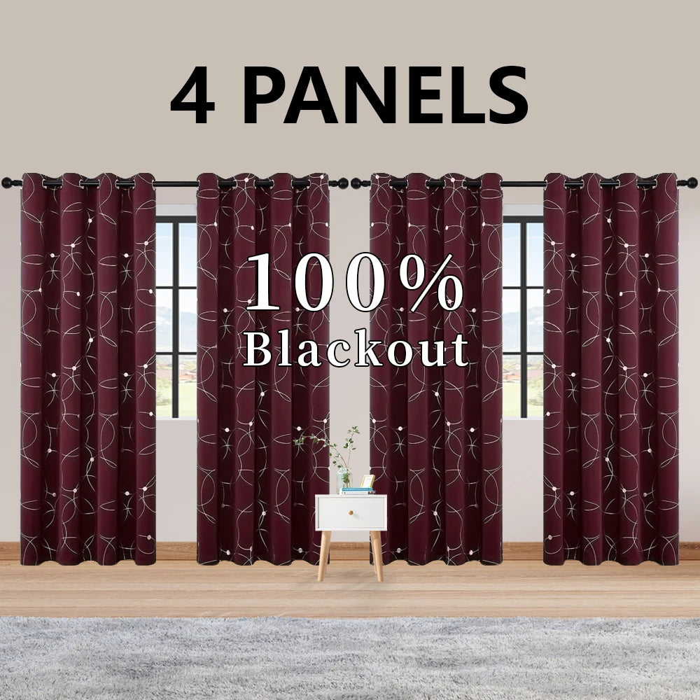 4 Piece Grommet Thermal Blackout Curtains