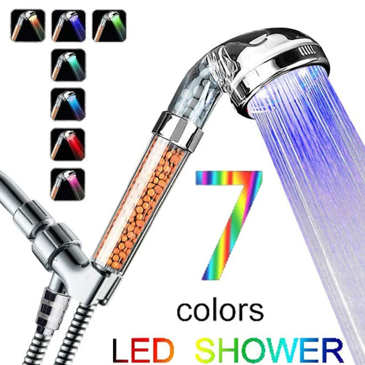 LED 7-color Changing Shower Head with Filtration