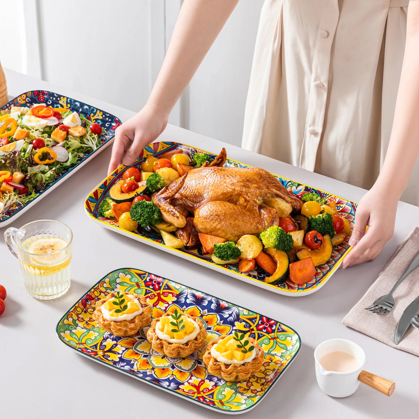 Vancasso 3 or 6 Piece Long Ceramic Plates