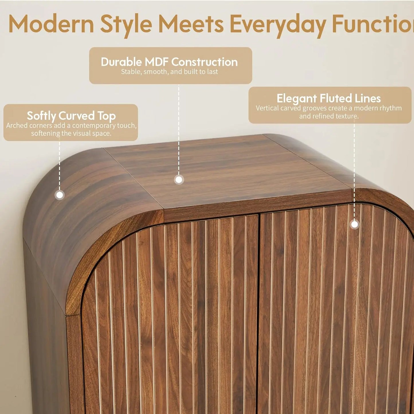 Mid-Century Modern 2-Door Freestanding Wardrobe with Hanging Rod and 2 Drawers