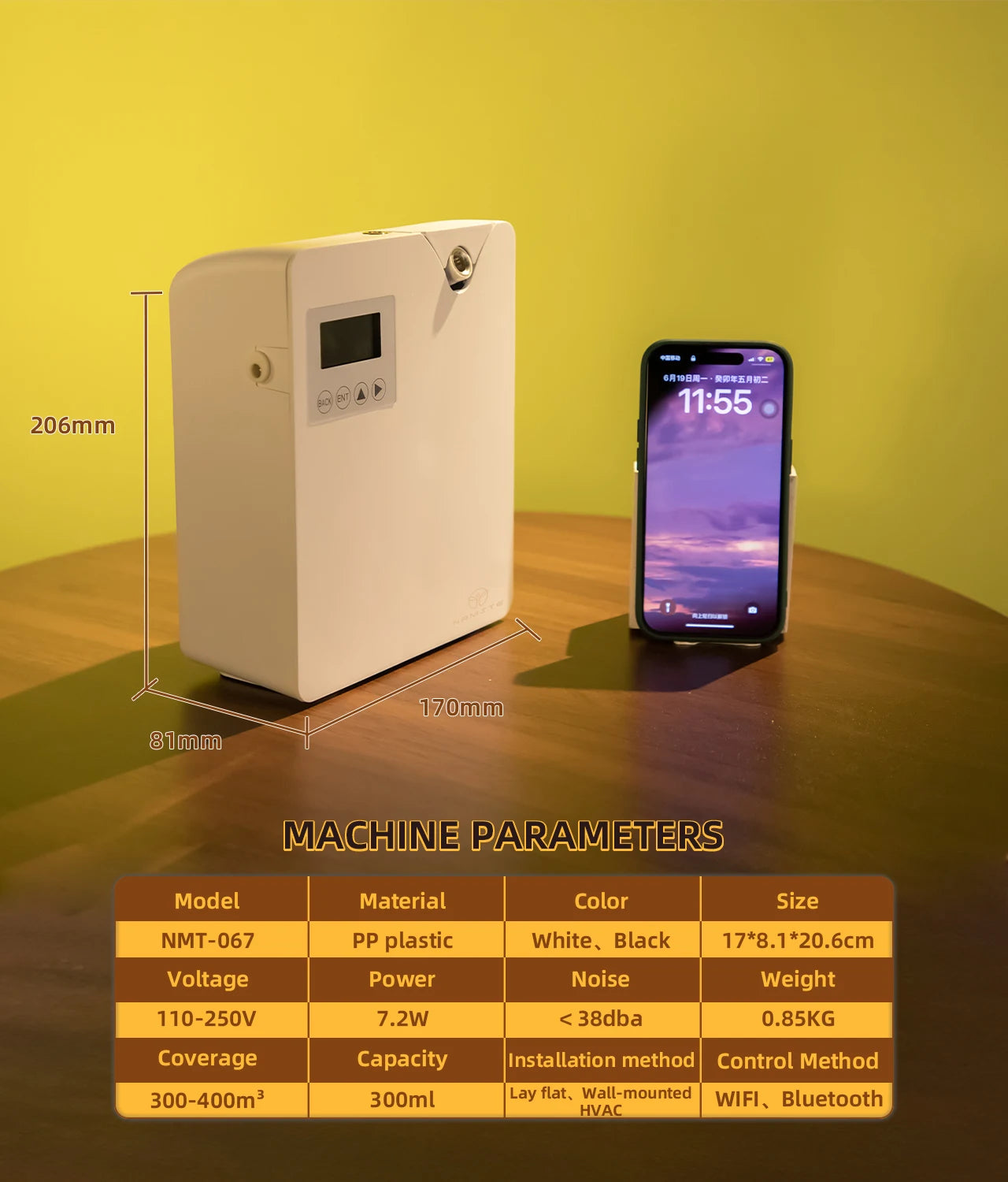 NAMSTE Aroma Diffuser WIFI Electric Bluetooth Room Fragrance  Air Freshener For Essential Oils