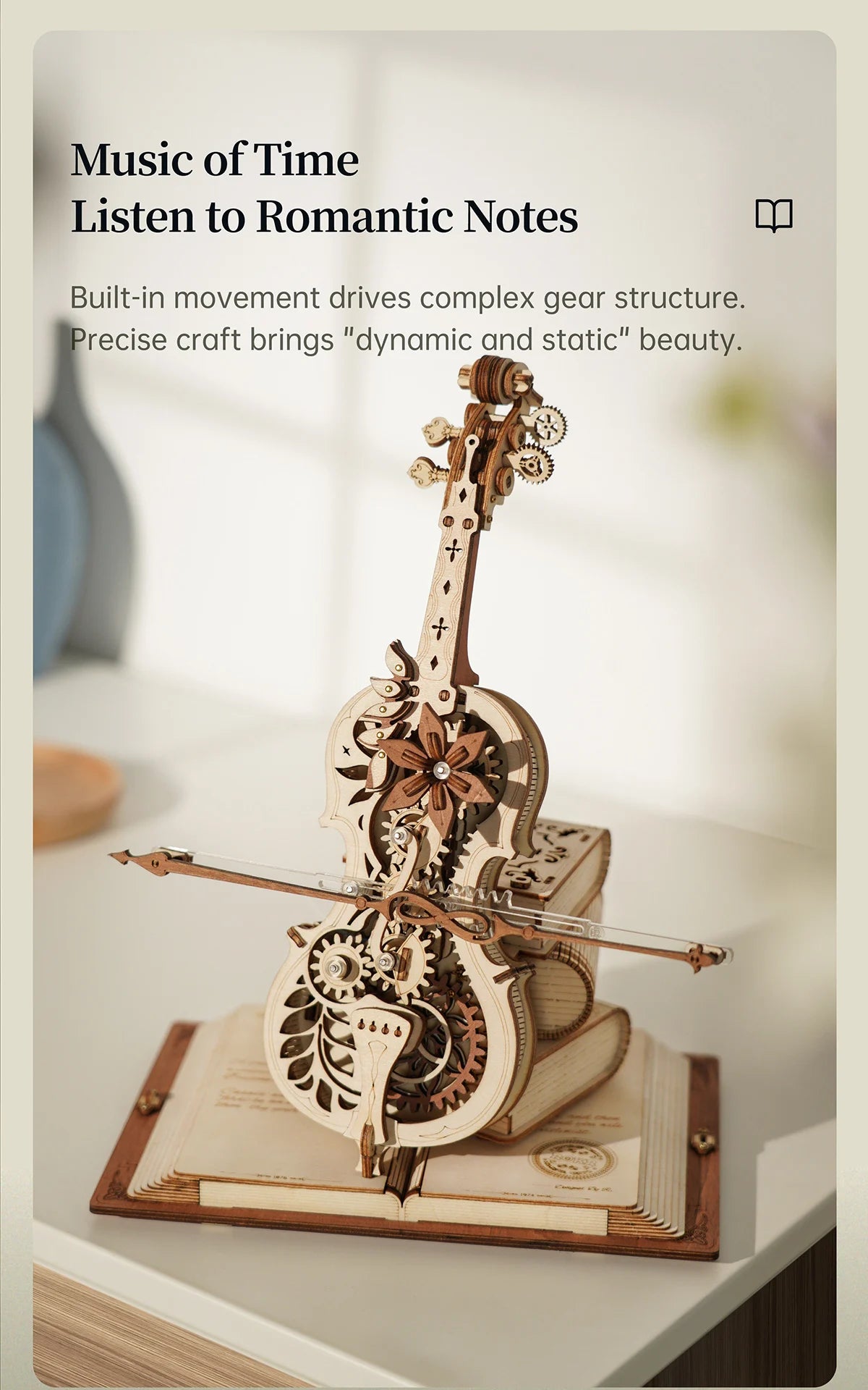 Robotime ROKR 3D Wooden Puzzle Magic Cello Music Box