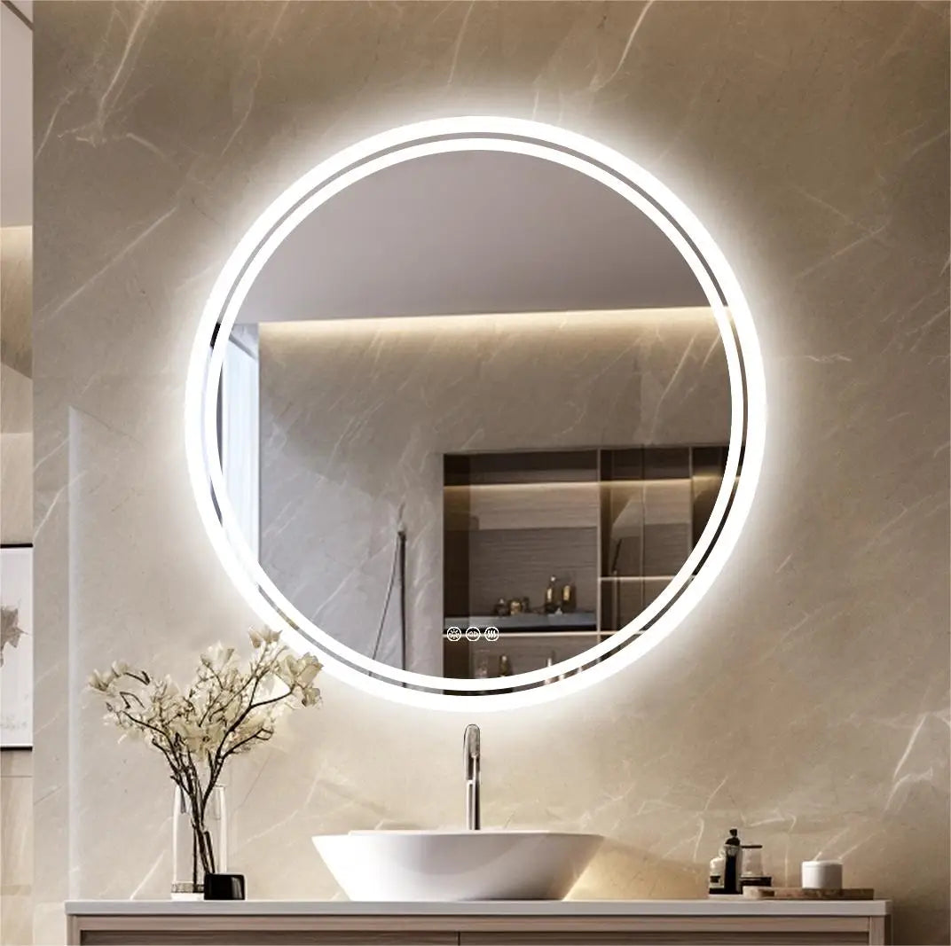Large Round LED Bathroom Vanity Mirror