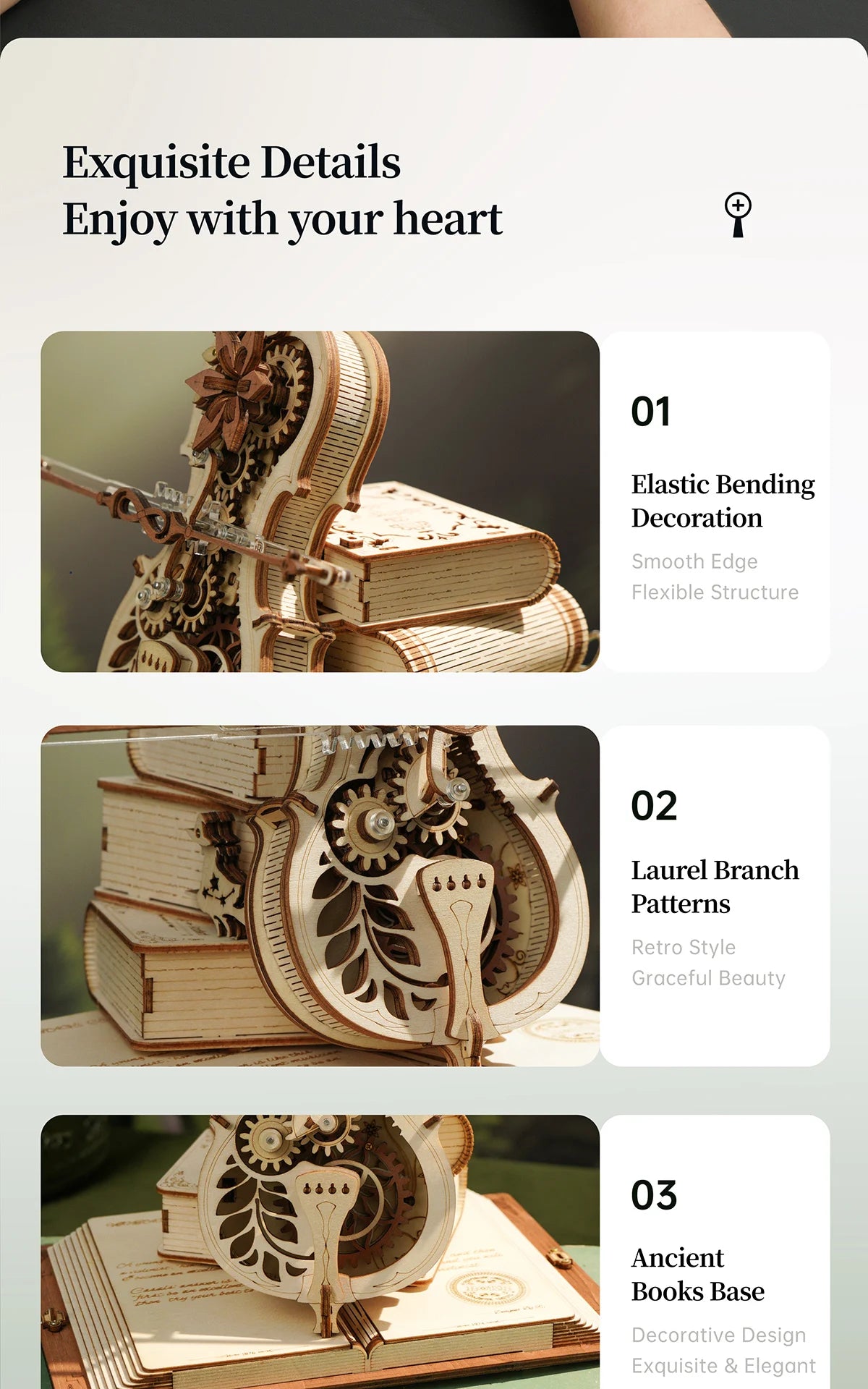 Robotime ROKR 3D Wooden Puzzle Magic Cello Music Box
