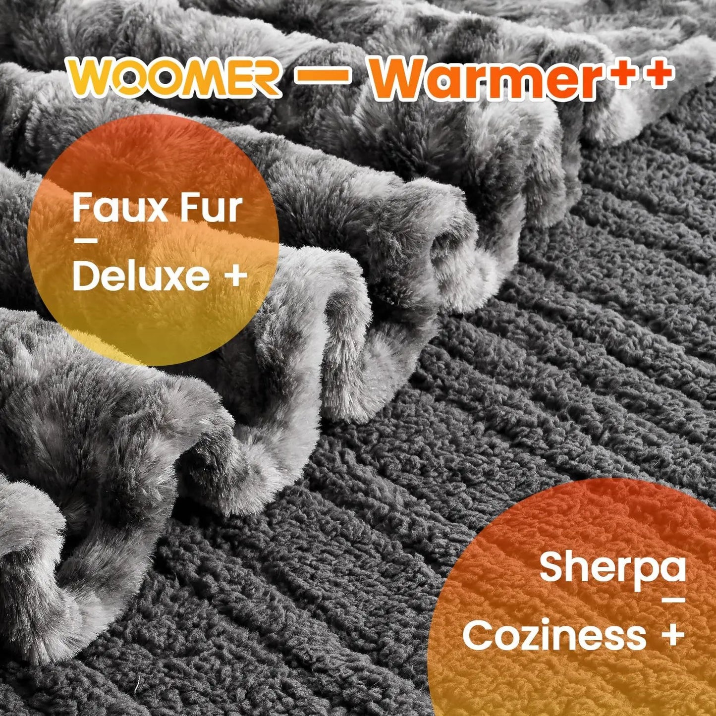 King Size Faux Fur Electric Blanket with Dual Control, 10 Heat Levels & Auto Shut Off