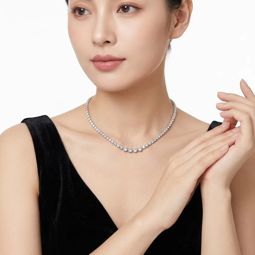 New S925 Silver Moissanite Collarbone Necklace