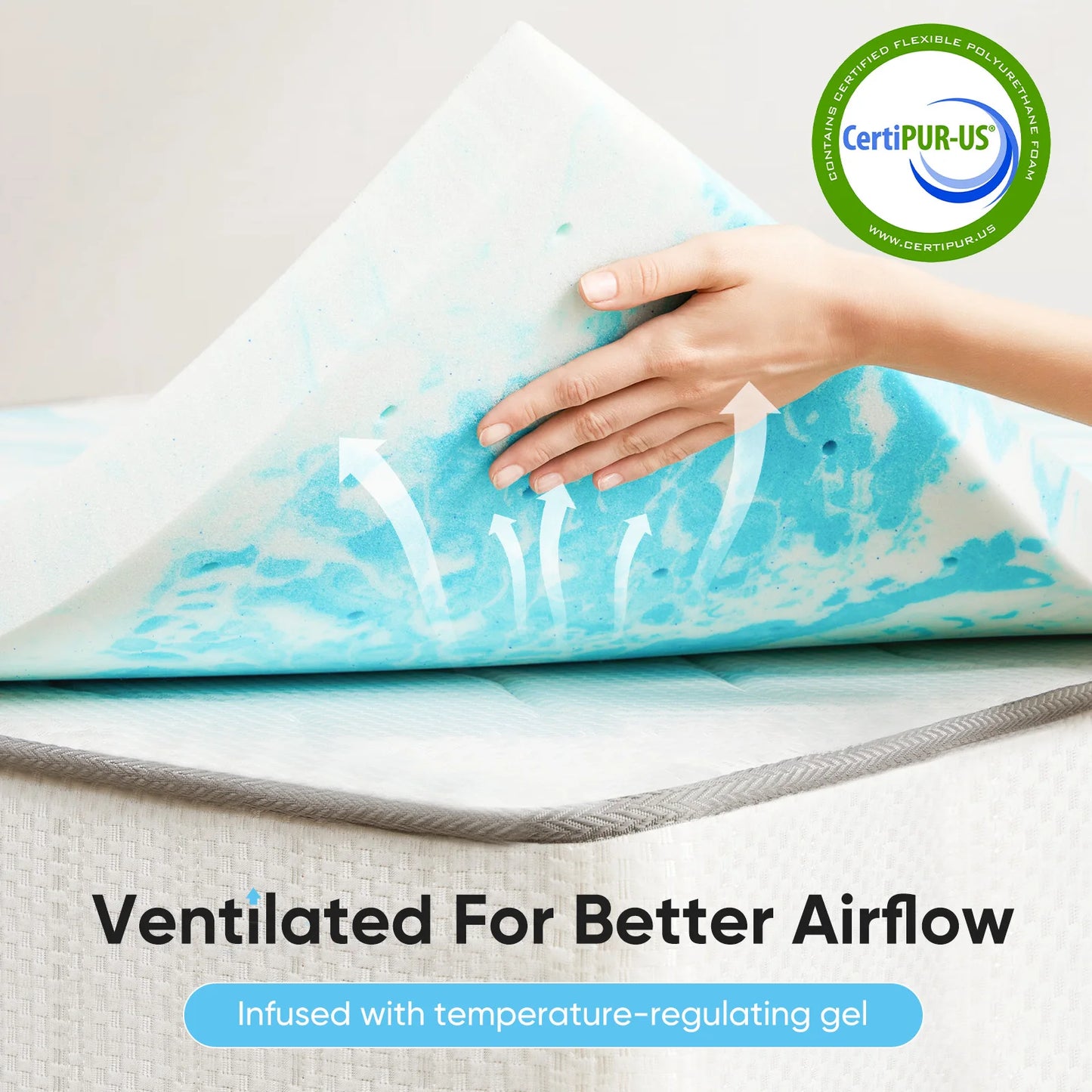 JHK 2 or 3 Inch Gel Memory Foam Cooling Mattress Topper